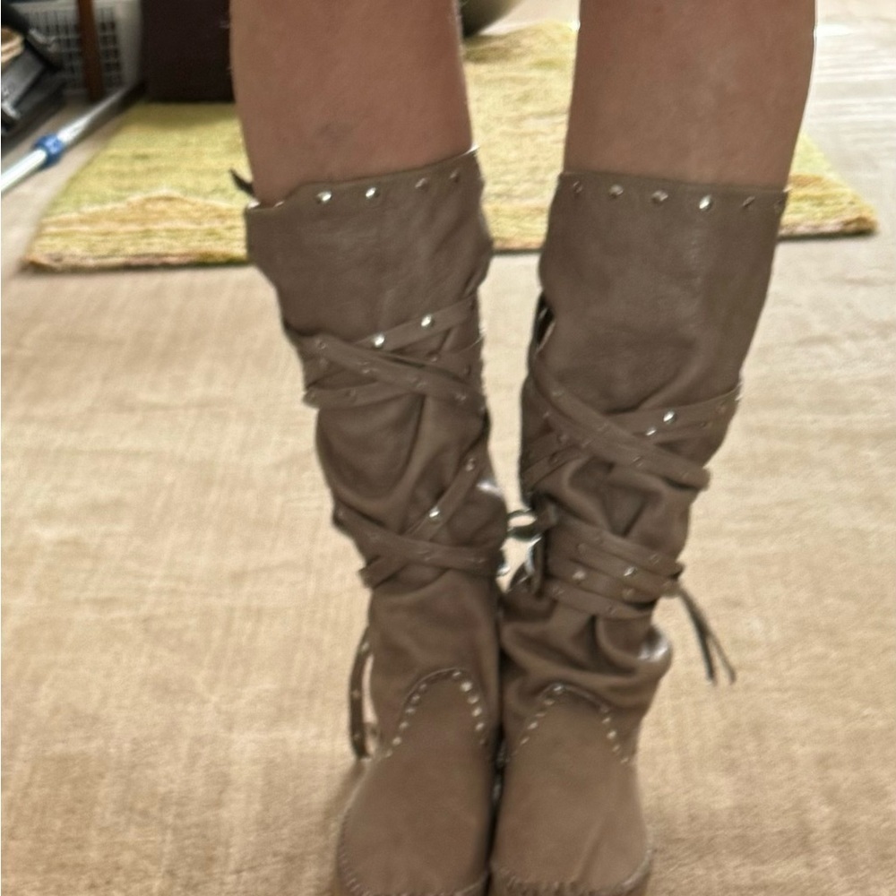 LEATHER  Slouch women’s boots - Picture 2 of 10
